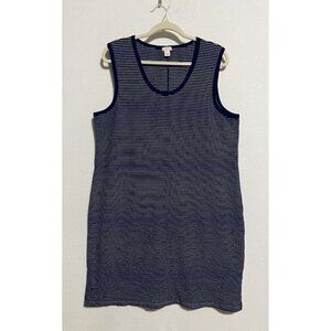 J Crew Tank Dress Womens XL Striped Sleeveless Navy Blue Nautical Cotton Stretch